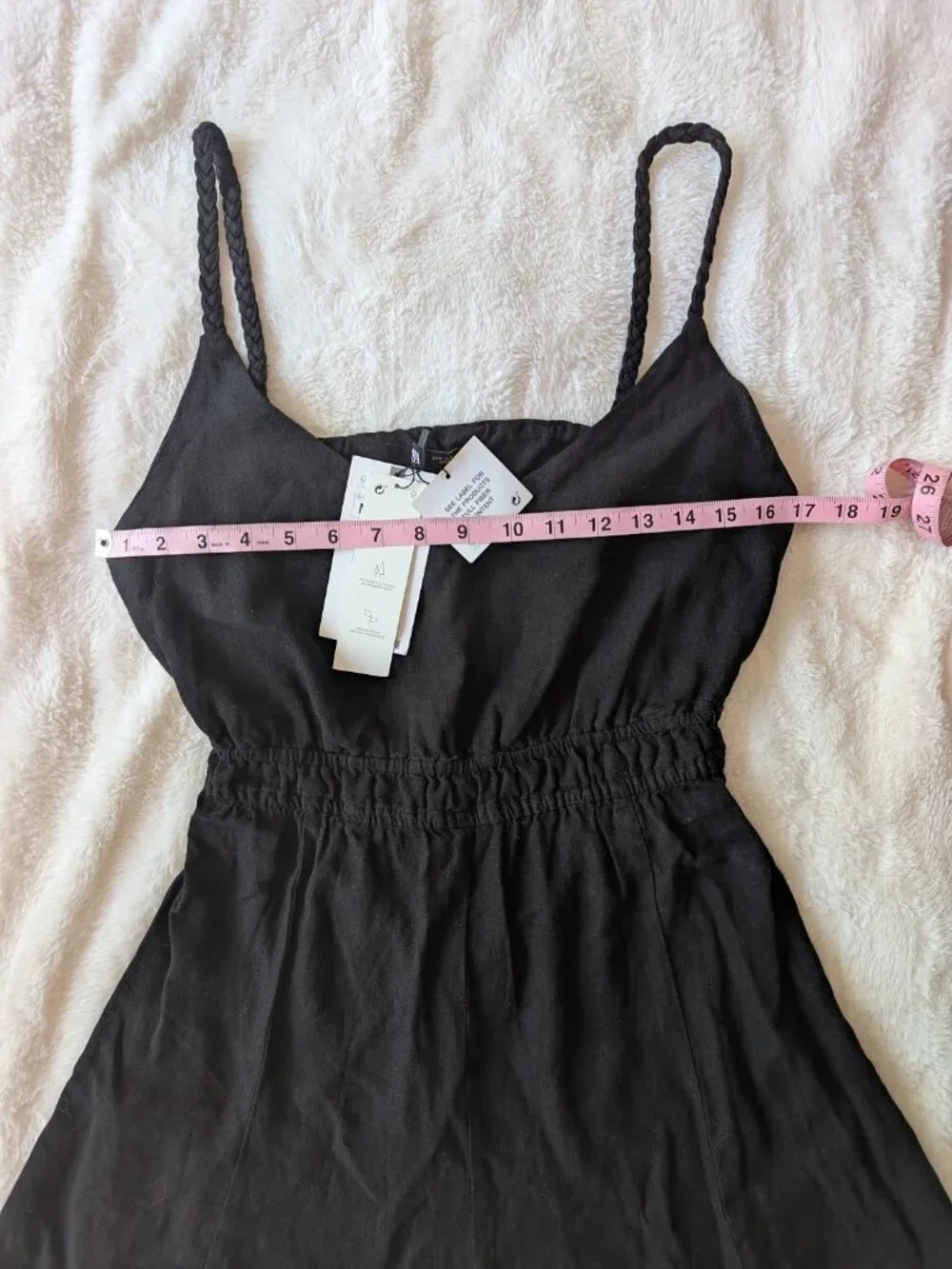 NWT Zara Woven Braided Linen Blend Romper Black M